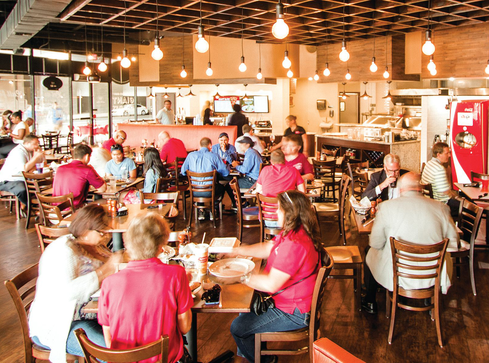 family eating at restaurant